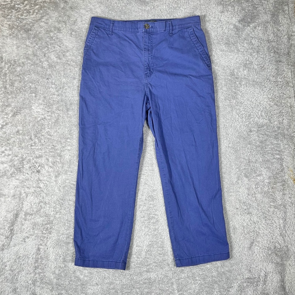 GH Bass & Co Blue Chino Pants Womens 14 Straight Leg Stretch Twill Trousers